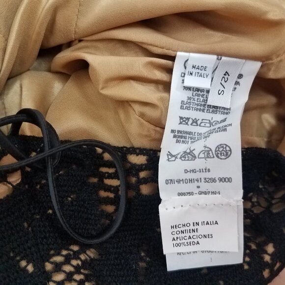 ICE ICEBERG IT 42/ US S Black Cocktail Sheath Dress Spaghetti Straps Lace knit - Picture 8 of 12